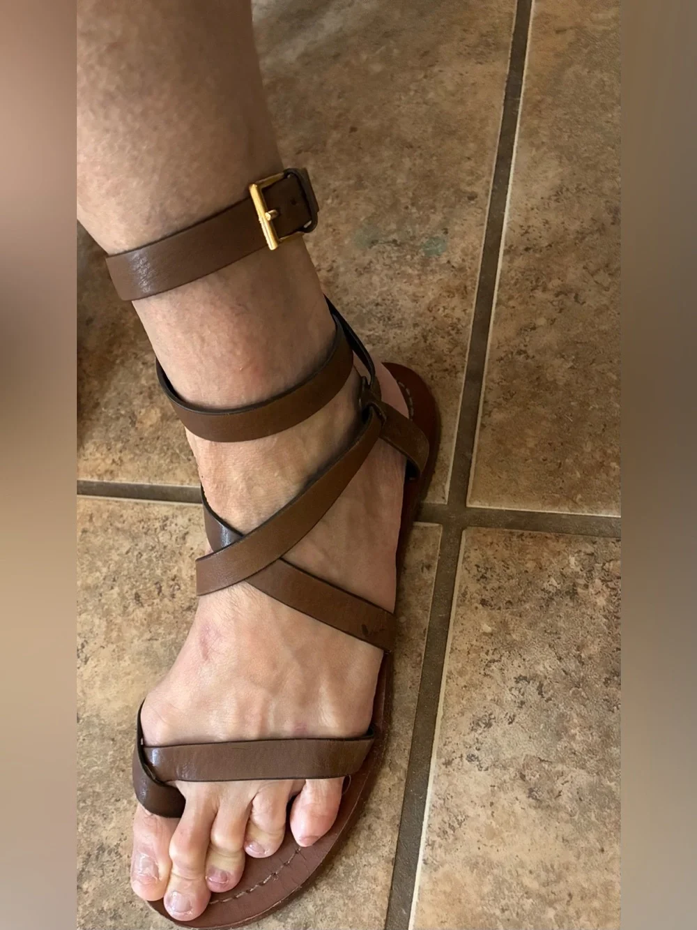 Tory Burch Brown Strappy Leather Women's Sandals size 9.5